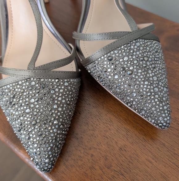 New WHBM Strappy Sparkle Silver Heels Size 7 - Picture 9 of 10